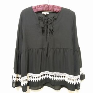Black Bell sleeves Blouse